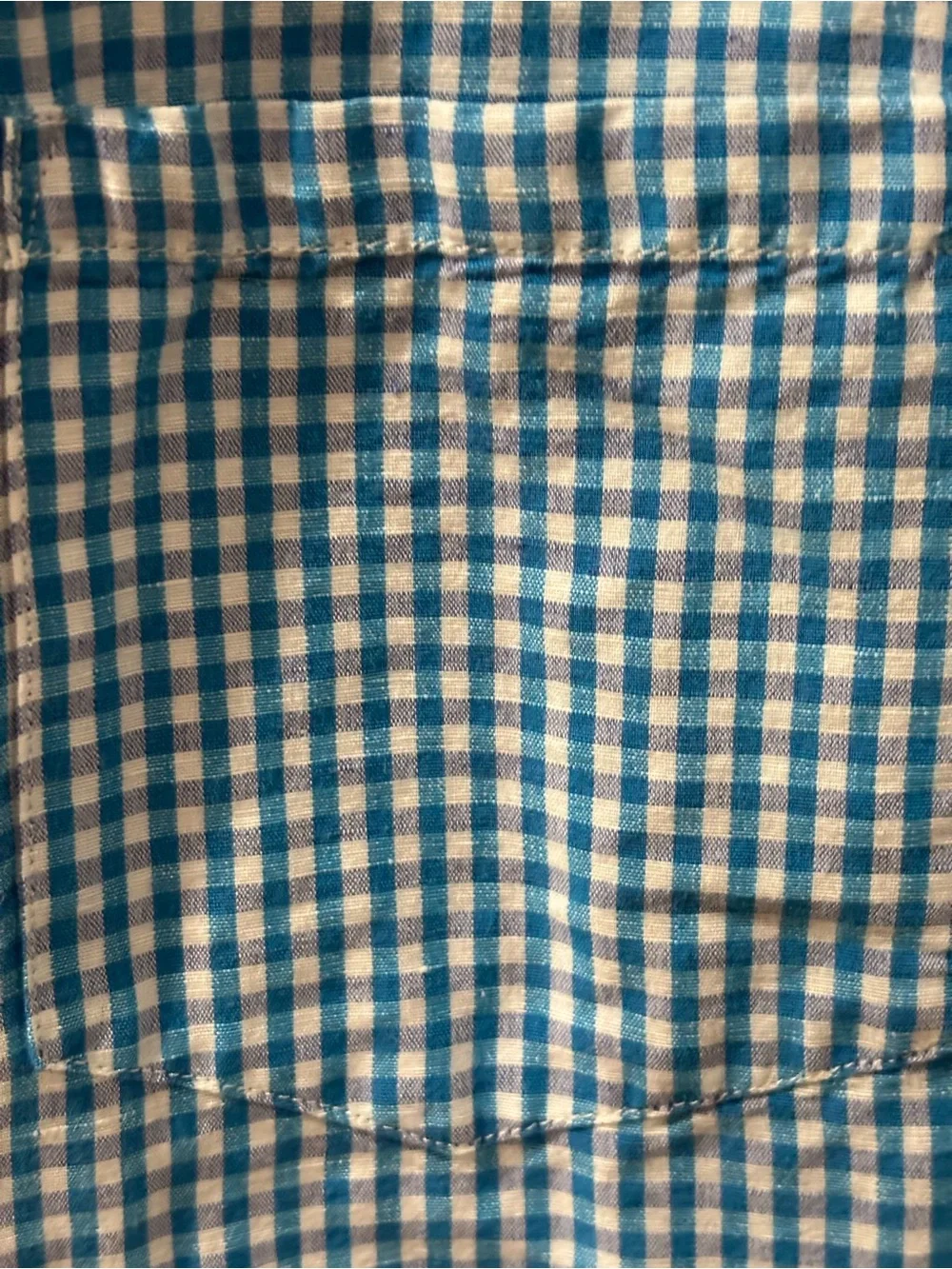 Banana Republic Teal and White Gingham Button-Down Shirt Size M-Tall